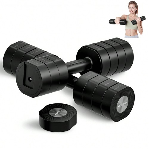 Adjustable dumbbell pair with - adjustable,