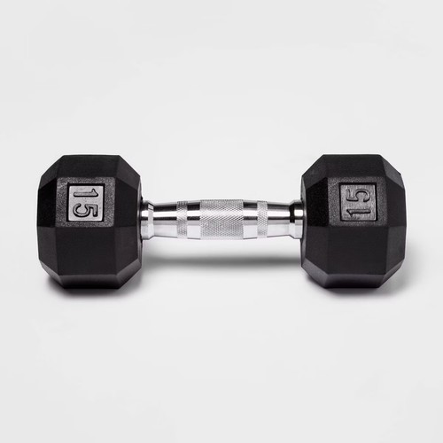 Hex dumbbell 15lbs black - dumbbell,