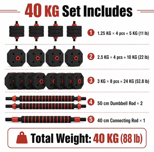 Adjustable dumbbells 40kg - dumbbells,