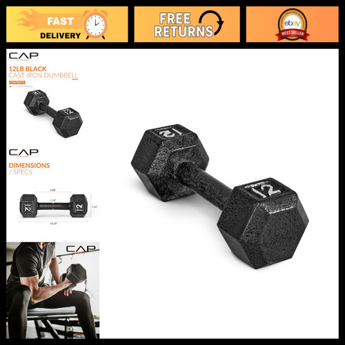 Hex cast iron dumbbells - hex,